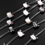 AAA Iridescent Carved Natural Black Mother of Pearl Shell Cat Head Beads 8mm 10mm Choose from 5pcs, 10pcs