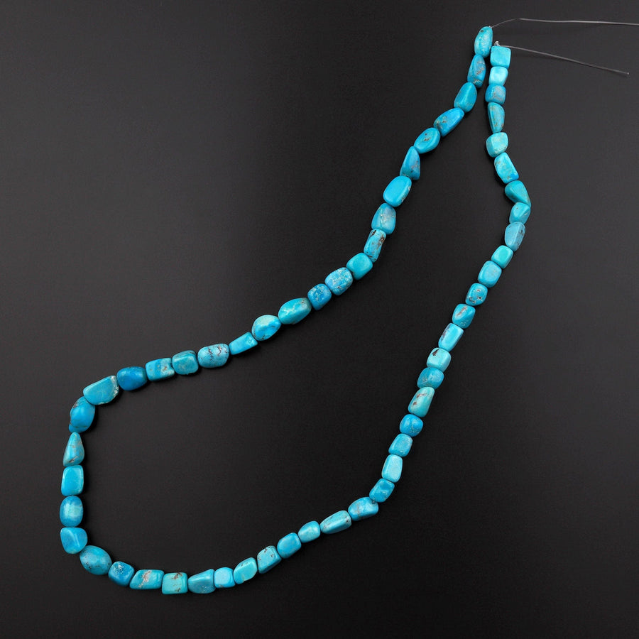 Genuine Real Natural Arizona Blue Turquoise Freeform Nugget Beads 15.5" Strand