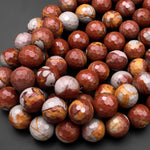 Large Phenomenal Faceted Natural Noreena Jasper 18mm 20mm Round Beads 15.5" Strand