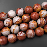 Large Phenomenal Faceted Natural Noreena Jasper 18mm 20mm Round Beads 15.5" Strand