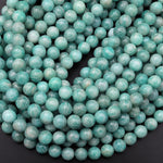 Natural Russian Amazonite Beads 6mm 8mm 10mm Round Beads Seafoam Blue Green Colors 15.5" Strand