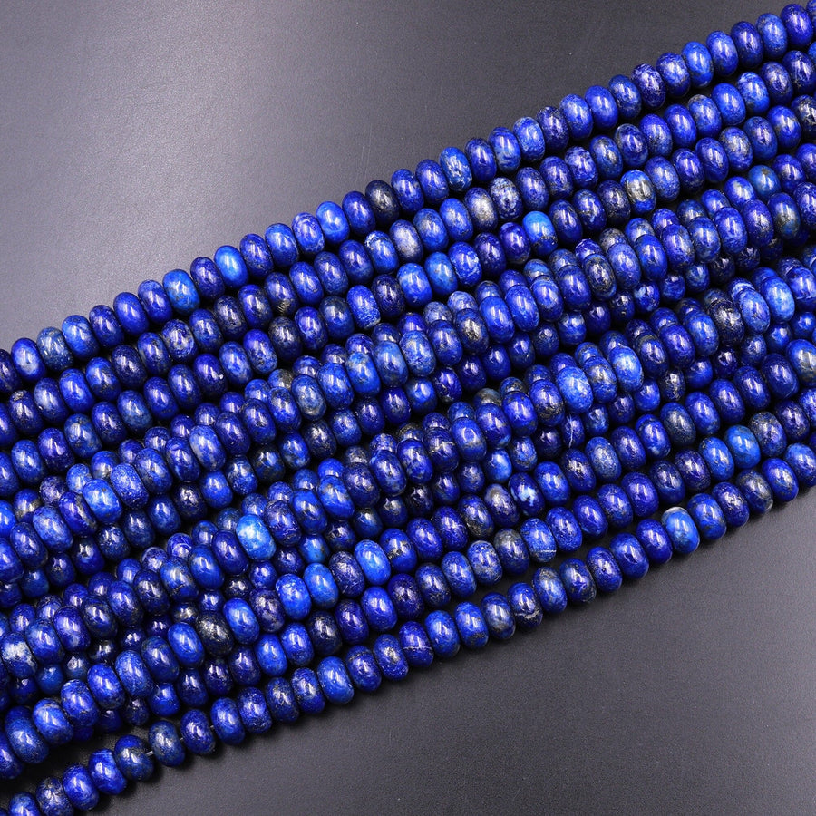 AA Natural Lapis Beads Smooth Rondelle Beads 6mm 8mm 15.5" Strand