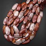 Large Phenomenal Faceted Natural Noreena Jasper Long Oval 40mm Pendant Beads 15.5" Strand