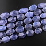 AAA Natural Blue Chalcedony Smooth Oval Beads 15.5" Strand