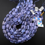 AAA Natural Blue Chalcedony Smooth Oval Beads 15.5" Strand