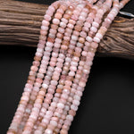 Faceted Natural Pastel Pink Morganite Aquamarine Beryl Rondelle Wheel Beads 8mm 9mm 15.5" Strand
