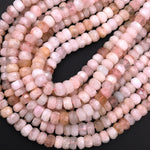 Faceted Natural Pastel Pink Morganite Aquamarine Beryl Rondelle Wheel Beads 8mm 9mm 15.5" Strand