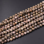 Natural Leopard Skin Jasper 6mm 8mm 10mm Smooth Round Beads 15.5" Strand