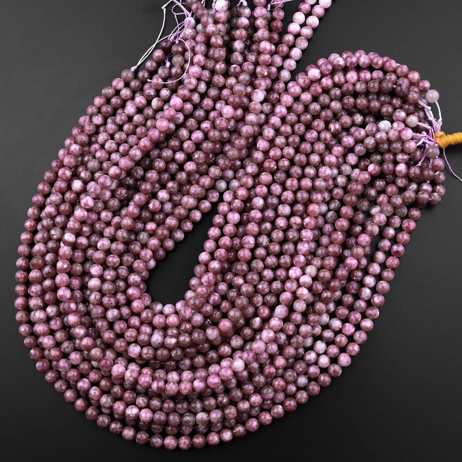 Natural Maroon Purple Lepidolite 4mm 6mm 8mm 10mm Round Beads High Quality Gemstone 15.5" Strand