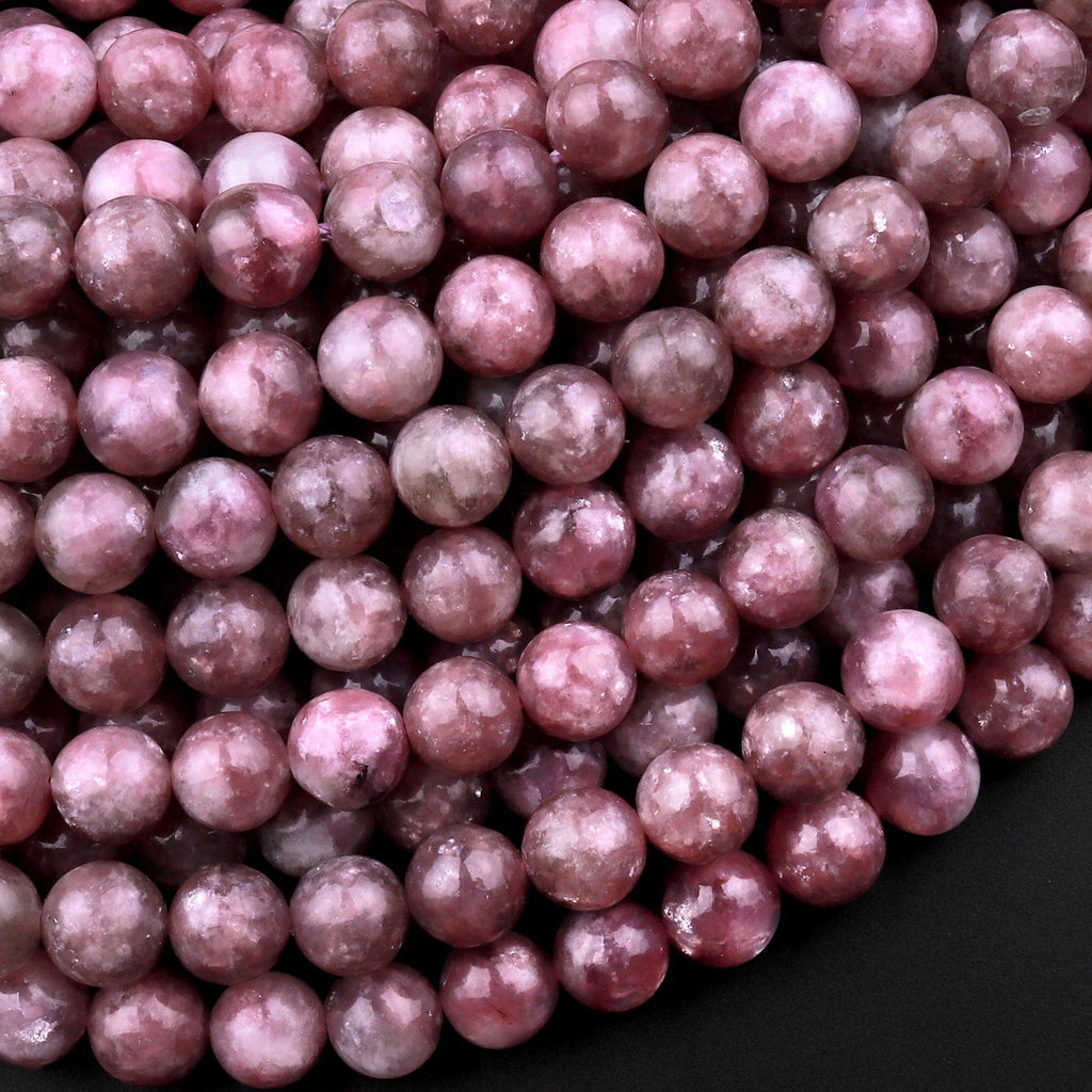 Natural Maroon Purple Lepidolite 4mm 6mm 8mm 10mm Round Beads High Quality Gemstone 15.5" Strand