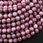 Natural Maroon Purple Lepidolite 4mm 6mm 8mm 10mm Round Beads High Quality Gemstone 15.5" Strand