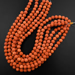 Natural Volcanic Lava 6mm 8mm 10m Round Bead Burnt Orange 15.5" Strand