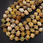 Natural African Yellow Opal Bead Chunky Large Faceted Rectangle Nuggets 15.5" Strand
