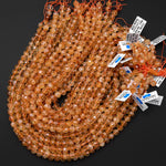 AAA Natural Citrine Faceted 6mm 8mm Round Beads Laser Diamond Cut Gemstone 15.5" Strand