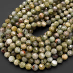 Rare Faceted Natural Tsavorite Green Garnet 11mm 12mm Round Gemstone Beads 15.5" Strand
