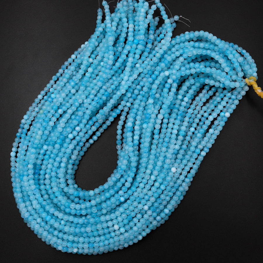 Natural Blue Hemimorphite 4mm 6mm Round Beads 15.5" Strand