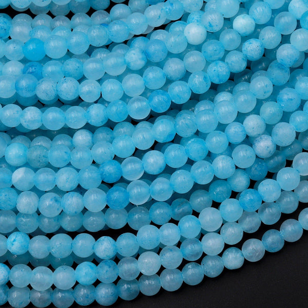 Natural Blue Hemimorphite 4mm 6mm Round Beads 15.5" Strand
