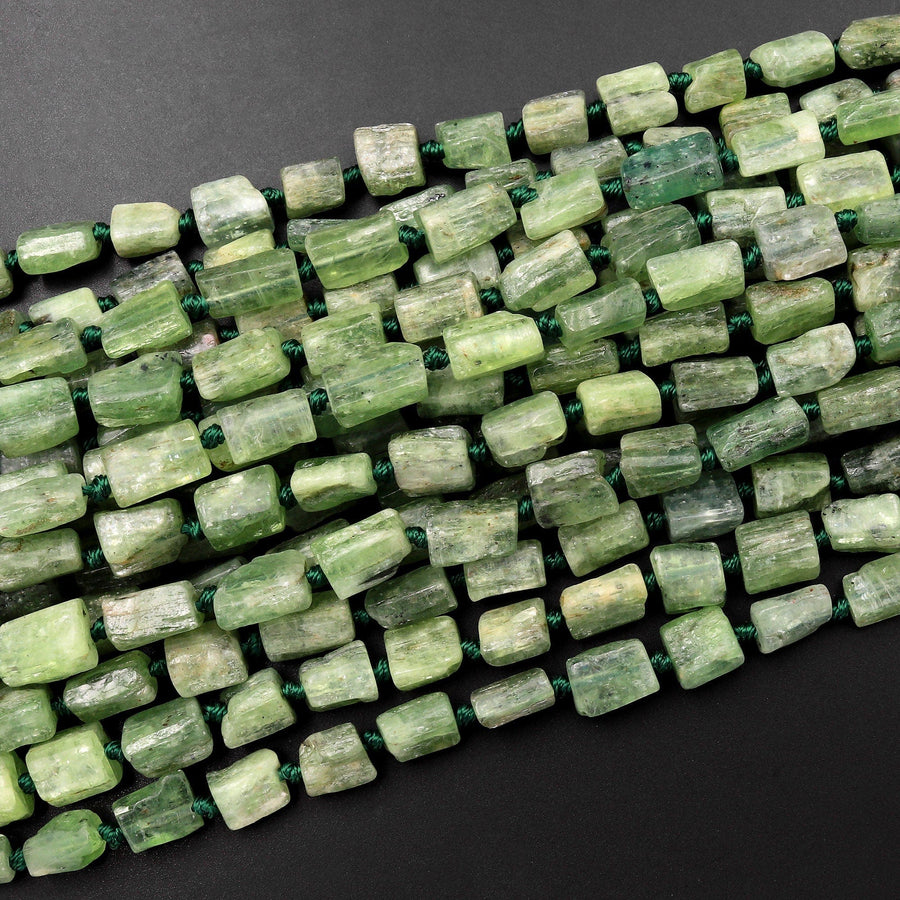 Natural Green Kyanite Tube Beads 10mm Gemstone 15.5" Strand
