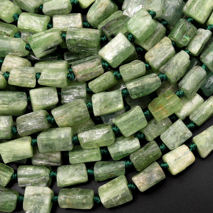 Natural Green Kyanite Tube Beads 10mm Gemstone 15.5" Strand