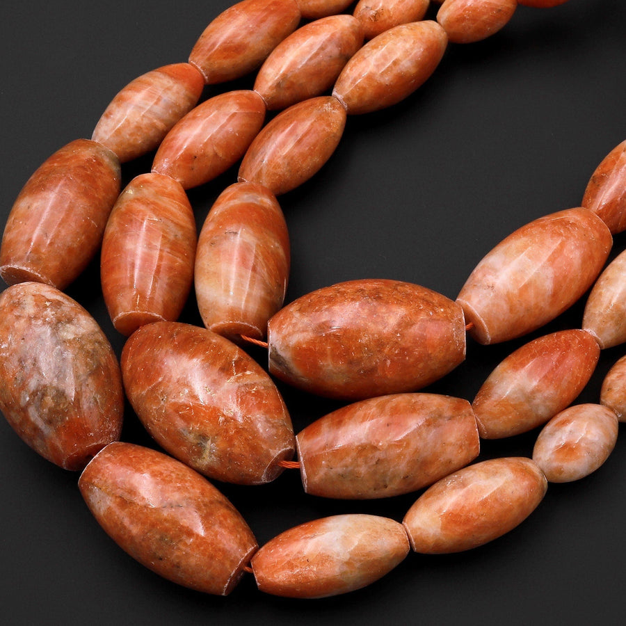 Graduated Genuine Natural Orange Calcite Barrel Beads 15.5" Strand