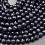 Faceted Blue Goldstone Sandstone Round Beads 6mm 15.5" Strand