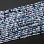 Natural Blue Purple Fluorite 4mm Heishi Rondelle Beads 15.5" Strand