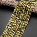 Natural Green Garnet 4mm Faceted Cube Square Dice Beads Gemstone 15.5" Strand