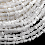 AAA Iridescent Carved Natural White Mother of Pearl Fairy Mushroom Beads 8mm 10mm 15.5" Strand