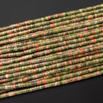 Natural Unakite 4mm Heishi Rondelle Beads 15.5" Strand