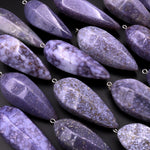 Rare Natural Purple Luna Chalcedony Pendant Teardrop Pendulum