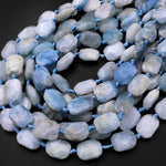 Natural Aquamarine Beads Faceted Rectangle Cushion 18mm 15.5" Strand