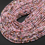 Natural Morganite Pink Aquamarine 4mm Round Beads Variegated Natural Pink Beryl Aquamarine Gemstone 15.5" Strand