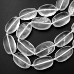 Matte Rock Crystal Quartz Beads Oval Smooth Nugget Beads 15.5" Strand