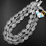 Matte Rock Crystal Quartz Beads Oval Smooth Nugget Beads 15.5" Strand