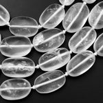 Matte Rock Crystal Quartz Beads Oval Smooth Nugget Beads 15.5" Strand