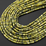 Natural Olive Green Jade 4mm Heishi Rondelle Beads 15.5" Strand