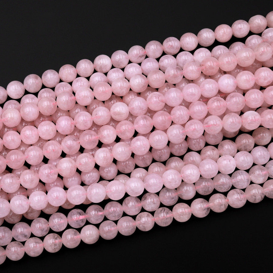 AAA Natural Morganite Beads Smooth 6mm 8mm 10mm Round Beads Pink Beryl Aquamarine Gemstone 15.5" Strand