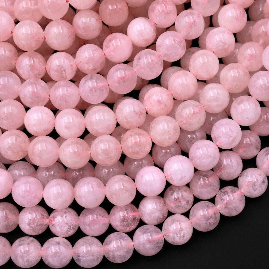 AAA Natural Morganite Beads Smooth 6mm 8mm 10mm Round Beads Pink Beryl Aquamarine Gemstone 15.5" Strand