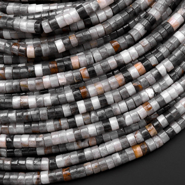 Natural Eagle Eye 4mm Heishi Beads 15.5" Strand