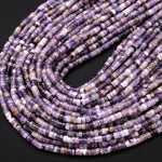 Natural Purple Chevron Purple Amethyst 4mm Heishi Rondelle Beads 15.5" Strand