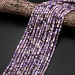 Natural Purple Chevron Purple Amethyst 4mm Heishi Rondelle Beads 15.5" Strand