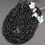 Genuine Natural Shungite Freeform Pebble Nugget Beads High Quality Black Lustrous Gemstone from Russia 15.5" Strand