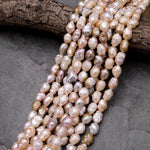 Rare Large Genuine Freshwater Peach Pink Druzy Rosebud Pearl Peach Pink Mauve Apricot Purple Gold Colors 15.5" Strand