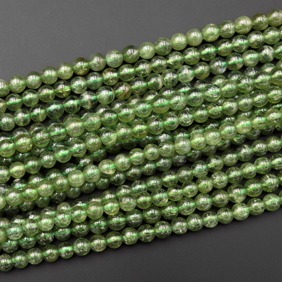 Natural Green Garnet Round Beads 3mm 4mm 5mm 6mm 15.5" Strand