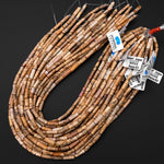 Natural Desert Picture Jasper Thin Long Tube Beads 15.5" Strand