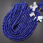 Natural Blue Lapis Lazuli Beads Smooth Rondelle Beads 6mm 8mm 15.5" Strand