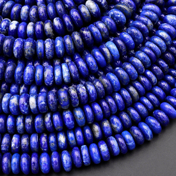 Natural Blue Lapis Lazuli Beads Smooth Rondelle Beads 6mm 8mm 15.5" Strand
