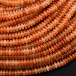 Natural Orange Aventurine 4mm Smooth Rondelle Beads Thin Saucer 15.5" Strand