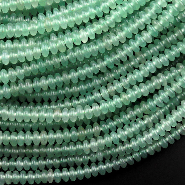 Natural Green Aventurine 4mm Smooth Rondelle Beads Thin Saucer 15.5" Strand
