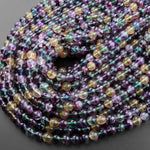 AAA Natural Rainbow Fluorite 6mm 8mm 10mm Round Beads Vibrant Multicolor Purple Green Honey Golden Yellow Gemstone 15.5" Strand